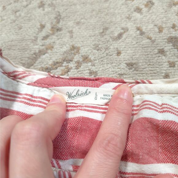 Woolrich Embroidered Button Up Striped Shirt Women Size L 100% Cotton Rodeo - Picture 3 of 6